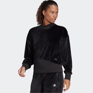 Adidas Holidayz Cozy Velour Sweatshirt in black Size Small